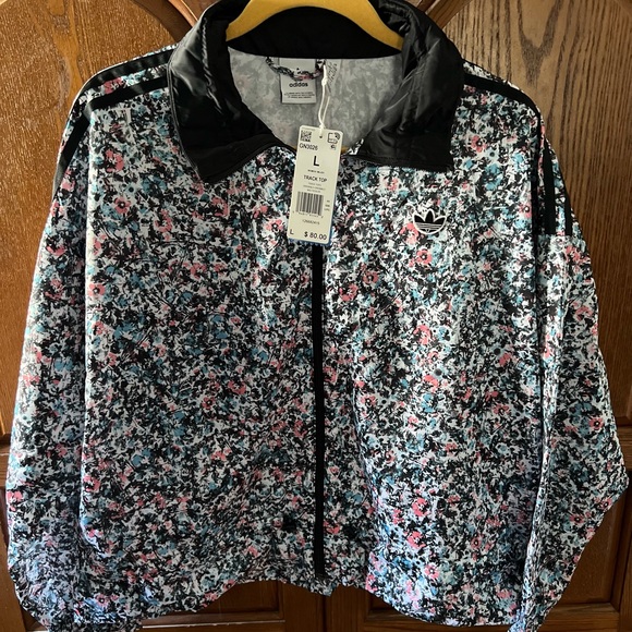 Adidas Floral Track Jacket with Black Accents - Picture 1 of 3